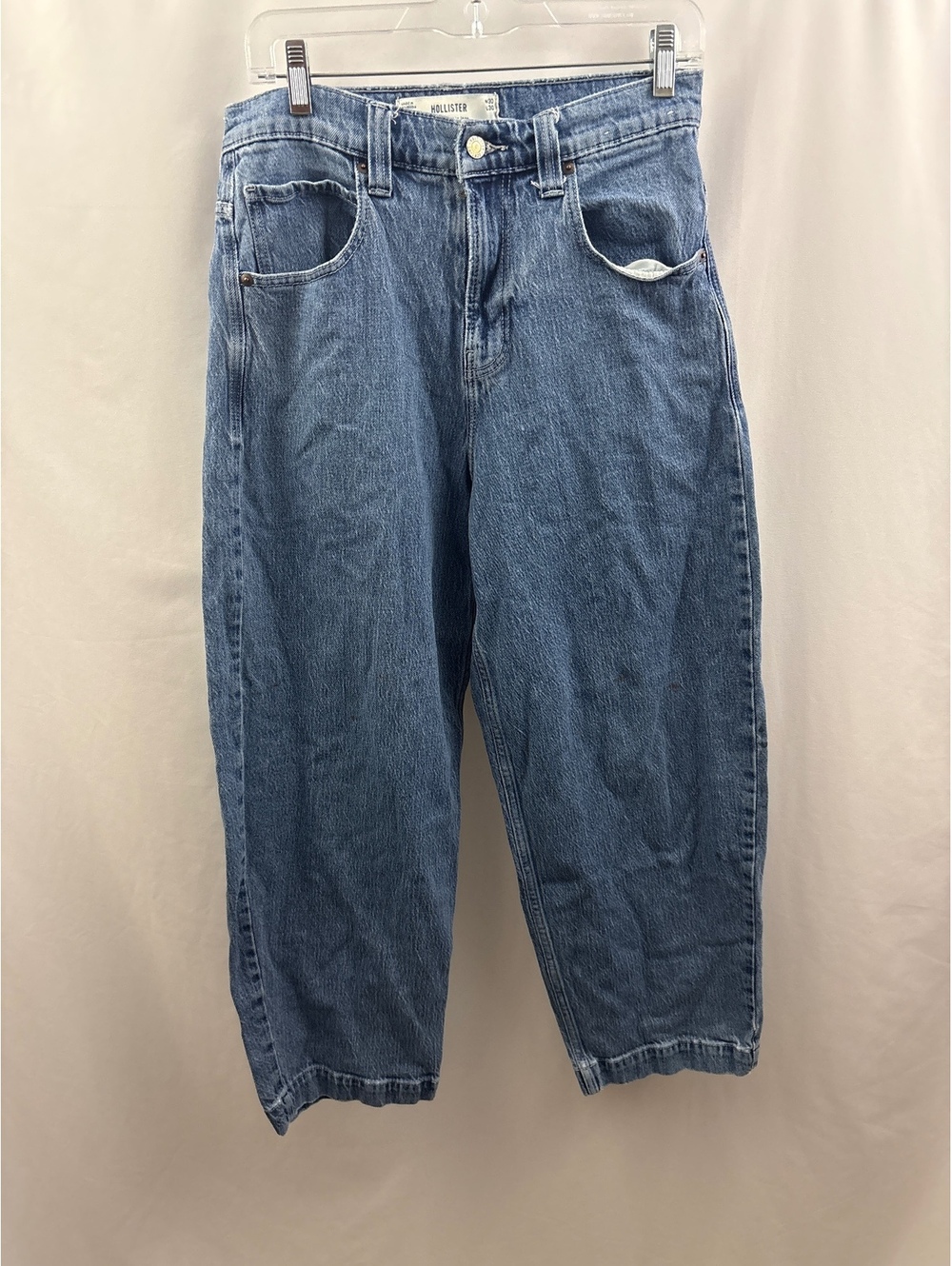 Hollister Blue Jeans Baggy Skater Skull Mens Size 30x30 Faded Denim Y2K Grunge